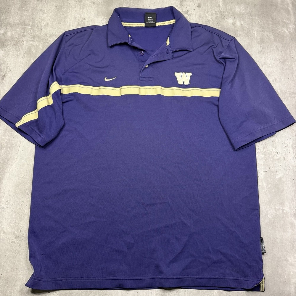 Vintage Nike Team Dri-Fit UW Huskies Polo University of Washington Purple L